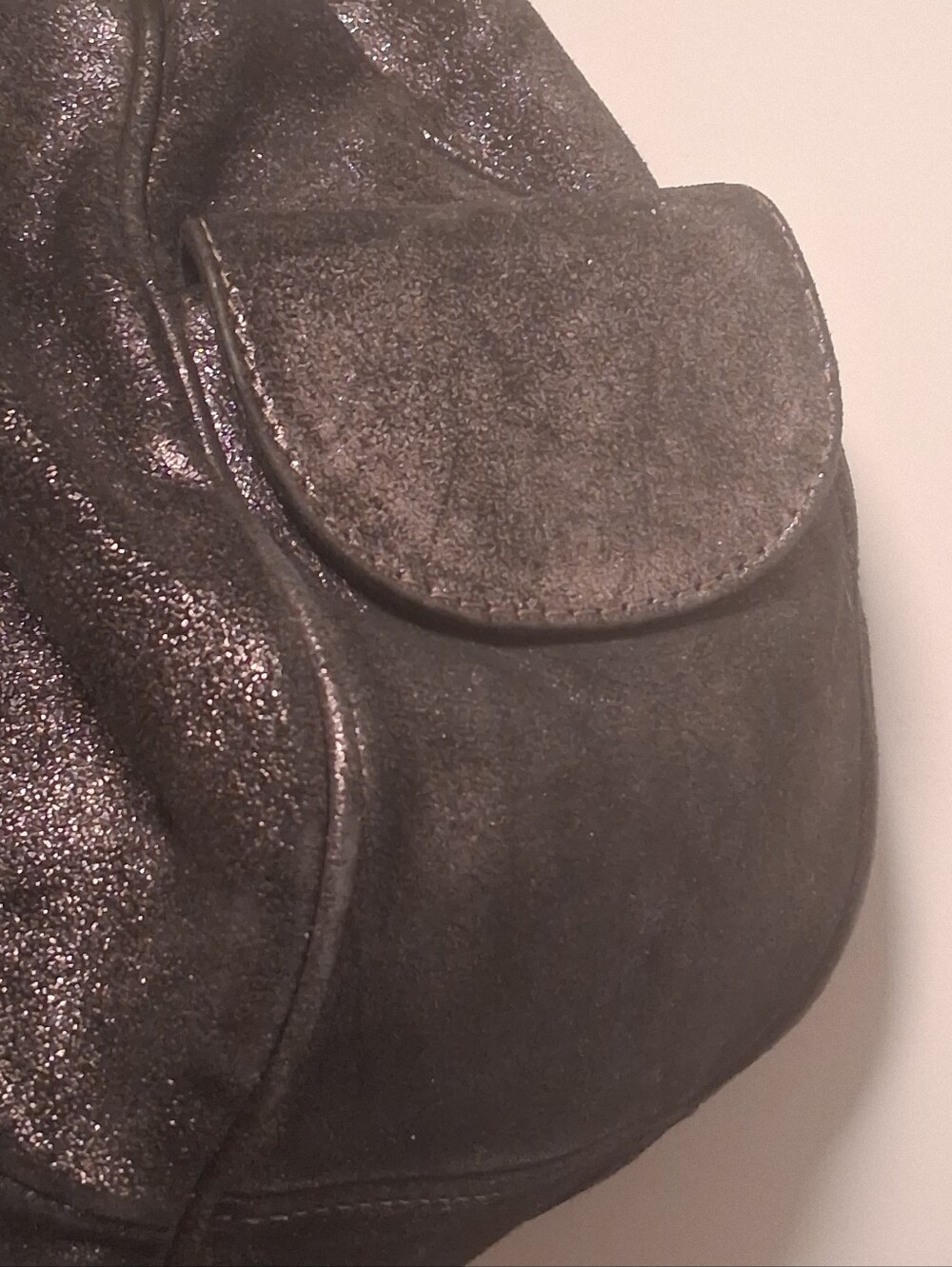 Vintage Y2K Juicy Couture Black Metallic Shimmer Leather Shoulder Bag Hobo - Picture 9 of 10